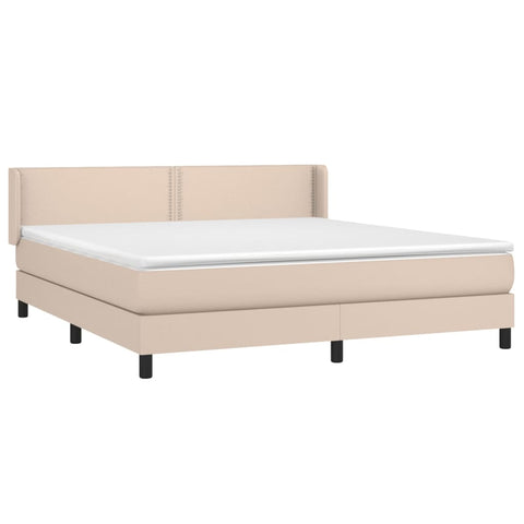 vidaXL Boxspringbett Matratze Cappuccino-Braun 160x200 cm Kunstleder