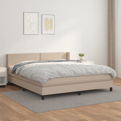 vidaXL Boxspringbett Matratze Cappuccino-Braun 160x200 cm Kunstleder