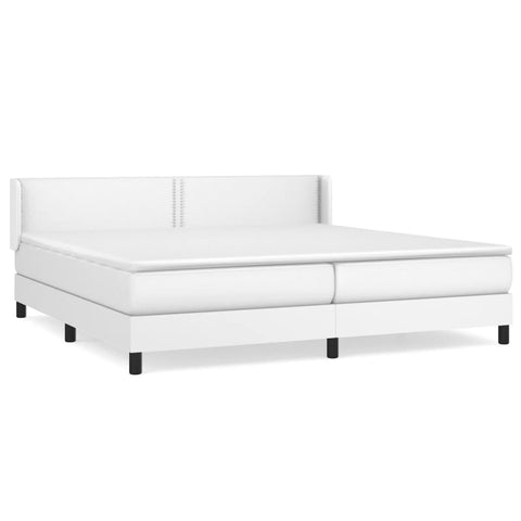 vidaXL Boxspringbett mit Matratze Weiß 200x200 cm Kunstleder