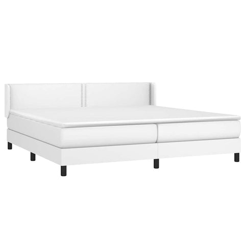 vidaXL Boxspringbett mit Matratze Weiß 200x200 cm Kunstleder