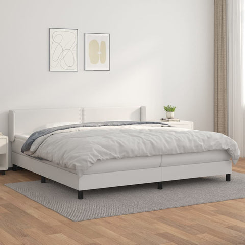 vidaXL Boxspringbett mit Matratze Weiß 200x200 cm Kunstleder