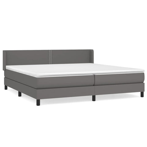 vidaXL Boxspringbett mit Matratze Grau 200x200 cm Kunstleder