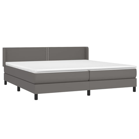 vidaXL Boxspringbett mit Matratze Grau 200x200 cm Kunstleder