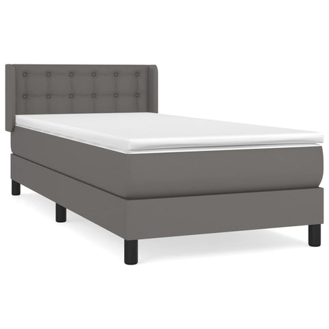 vidaXL Boxspringbett mit Matratze Grau 80x200 cm Kunstleder