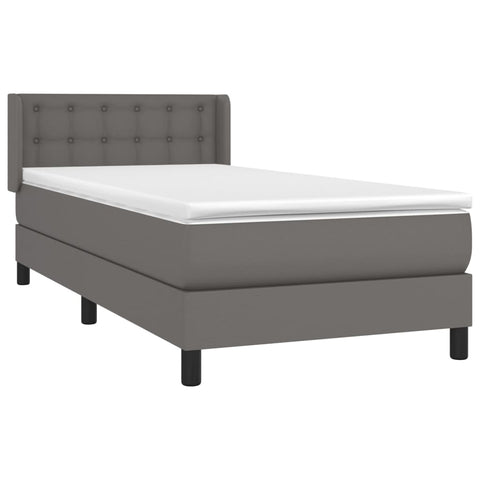 vidaXL Boxspringbett mit Matratze Grau 80x200 cm Kunstleder