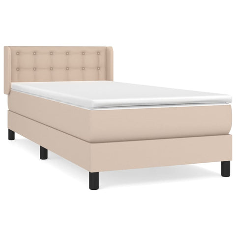 vidaXL Boxspringbett mit Matratze Cappuccino-Braun 90x190cm Kunstleder