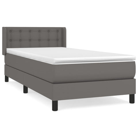 vidaXL Boxspringbett mit Matratze Grau 100x200 cm Kunstleder