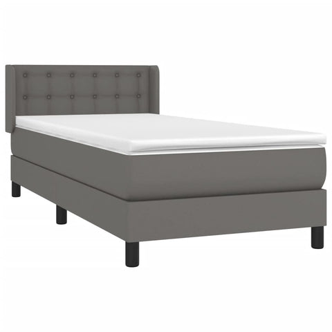 vidaXL Boxspringbett mit Matratze Grau 100x200 cm Kunstleder