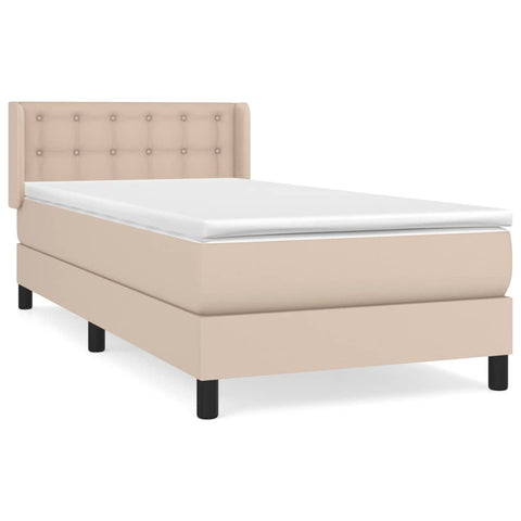 vidaXL Boxspringbett Matratze Cappuccino-Braun 100x200cm Kunstleder