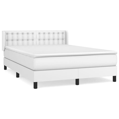 vidaXL Boxspringbett mit Matratze Weiß 140x190 cm Kunstleder