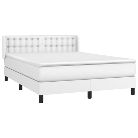 vidaXL Boxspringbett mit Matratze Weiß 140x190 cm Kunstleder