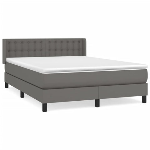 vidaXL Boxspringbett mit Matratze Grau 140x190 cm Kunstleder