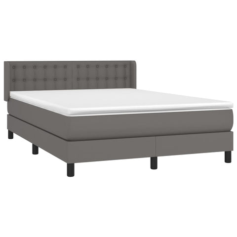 vidaXL Boxspringbett mit Matratze Grau 140x190 cm Kunstleder