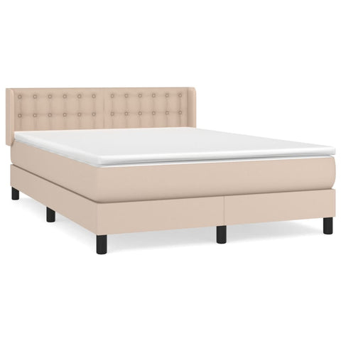 vidaXL Boxspringbett Matratze Cappuccino-Braun 140x190cm Kunstleder