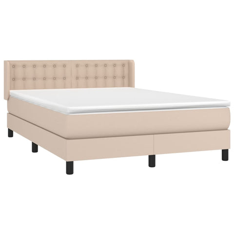 vidaXL Boxspringbett Matratze Cappuccino-Braun 140x190cm Kunstleder