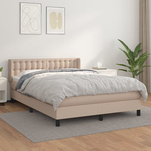 vidaXL Boxspringbett Matratze Cappuccino-Braun 140x190cm Kunstleder