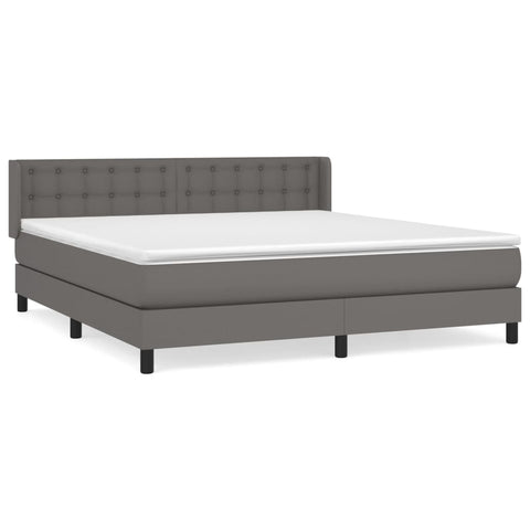 vidaXL Boxspringbett mit Matratze Grau 160x200 cm Kunstleder