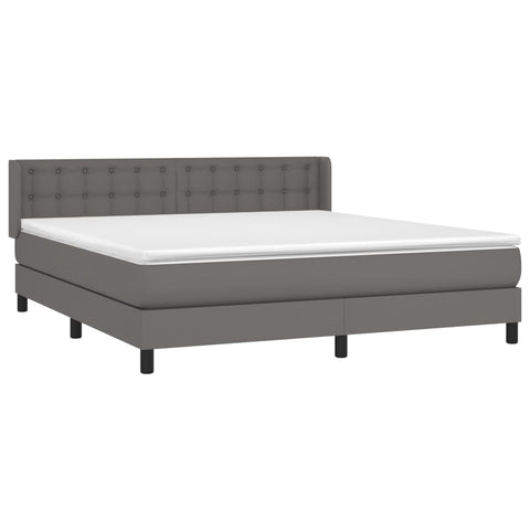 vidaXL Boxspringbett mit Matratze Grau 160x200 cm Kunstleder