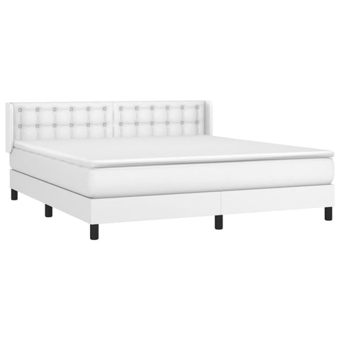 vidaXL Boxspringbett mit Matratze Weiß 180x200 cm Kunstleder