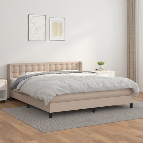 vidaXL Boxspringbett Matratze Cappuccino-Braun 180x200 cm Kunstleder