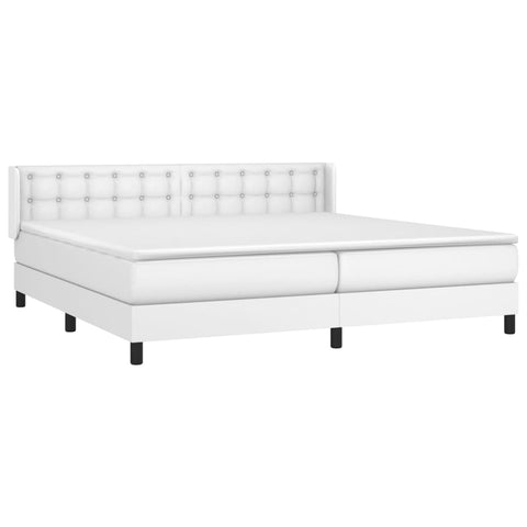 vidaXL Boxspringbett mit Matratze Weiß 200x200 cm Kunstleder