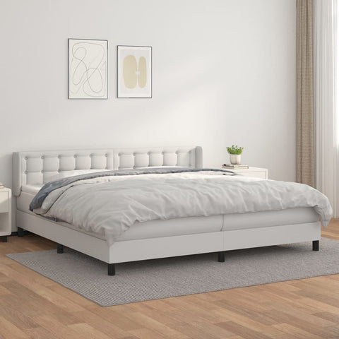 vidaXL Boxspringbett mit Matratze Weiß 200x200 cm Kunstleder