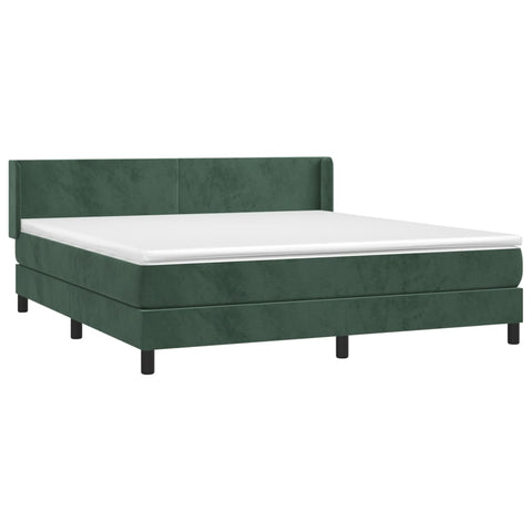 vidaXL Boxspringbett mit Matratze Dunkelgrün 160x200 cm Samt