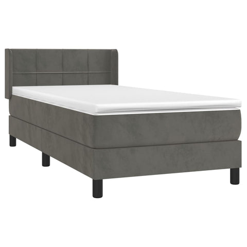 vidaXL Boxspringbett mit Matratze Dunkelgrau 100x200 cm Samt