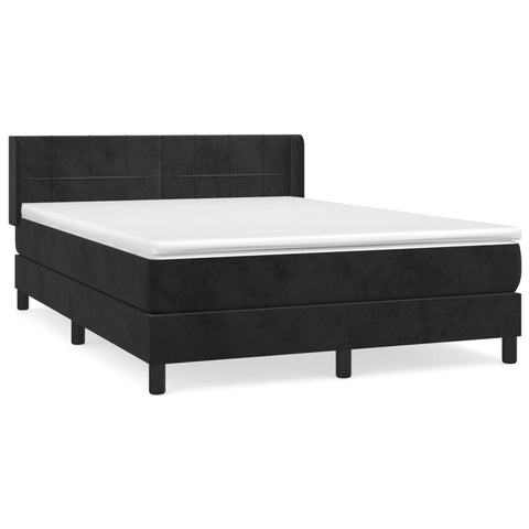 vidaXL Boxspringbett mit Matratze Schwarz 140x190 cm Samt