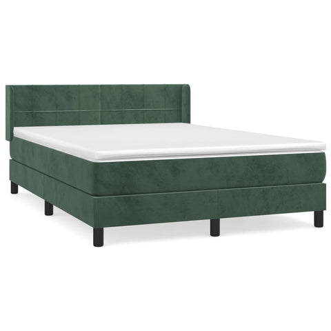 vidaXL Boxspringbett mit Matratze Dunkelgrün 140x190 cm Samt