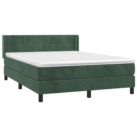 vidaXL Boxspringbett mit Matratze Dunkelgrün 140x190 cm Samt