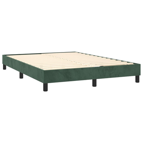 vidaXL Boxspringbett mit Matratze Dunkelgrün 140x190 cm Samt