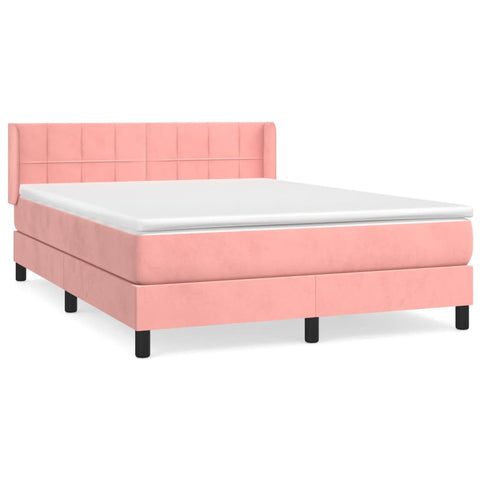 vidaXL Boxspringbett mit Matratze Rosa 140x190 cm Samt