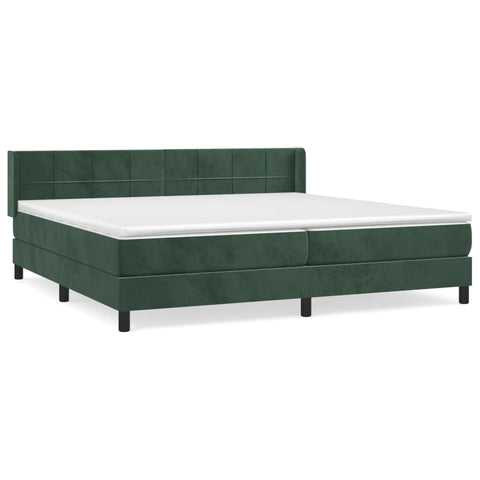 vidaXL Boxspringbett mit Matratze Dunkelgrün 200x200 cm Samt