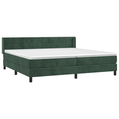 vidaXL Boxspringbett mit Matratze Dunkelgrün 200x200 cm Samt