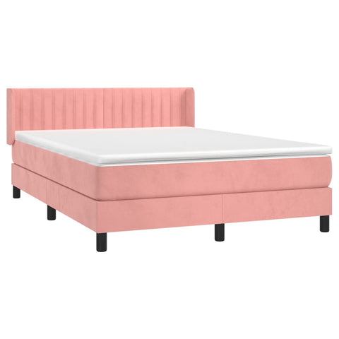 vidaXL Boxspringbett mit Matratze Rosa 140x200 cm Samt