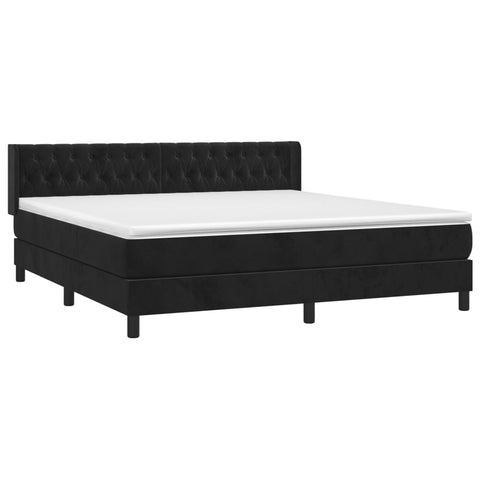 Boxspringbett mit Matratze Schwarz 160x200 cm Samt