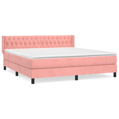 vidaXL Boxspringbett mit Matratze Rosa 180x200 cm Samt