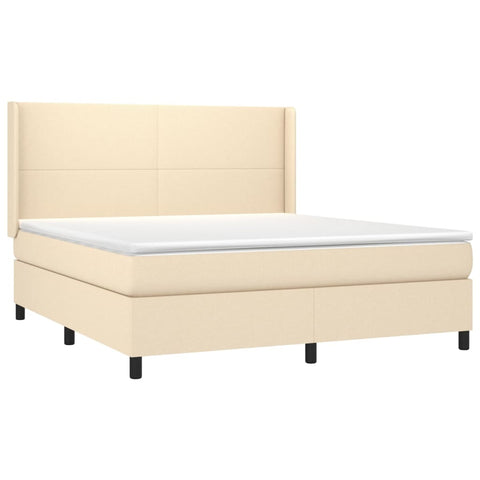 vidaXL Boxspringbett mit Matratze Creme 160x200 cm Stoff