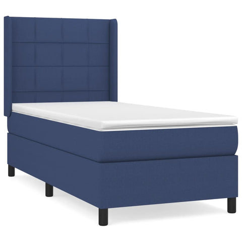 vidaXL Boxspringbett mit Matratze Blau 80x200 cm Stoff