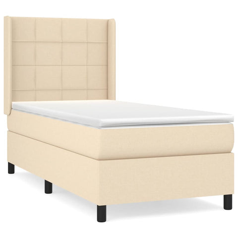 vidaXL Boxspringbett mit Matratze Creme 90x190 cm Stoff