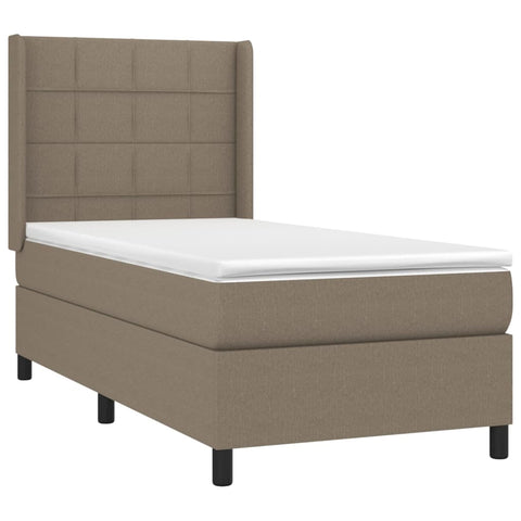 vidaXL Boxspringbett mit Matratze Taupe 90x200 cm Stoff