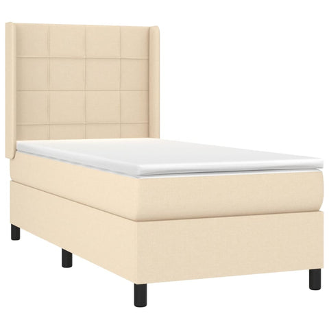 vidaXL Boxspringbett mit Matratze Creme 90x200 cm Stoff