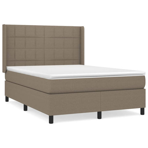 vidaXL Boxspringbett mit Matratze Taupe 140x200 cm Stoff