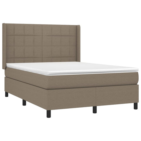 vidaXL Boxspringbett mit Matratze Taupe 140x200 cm Stoff