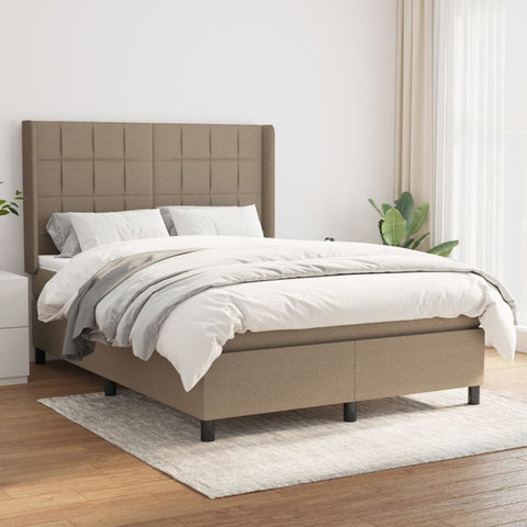 vidaXL Boxspringbett mit Matratze Taupe 140x200 cm Stoff