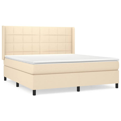 vidaXL Boxspringbett mit Matratze Creme 160x200 cm Stoff