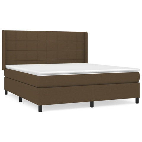 vidaXL Boxspringbett mit Matratze Dunkelbraun 180x200 cm Stoff