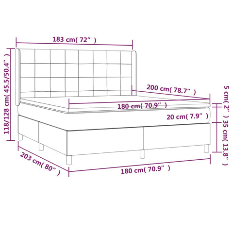 vidaXL Boxspringbett mit Matratze Taupe 180x200 cm Stoff