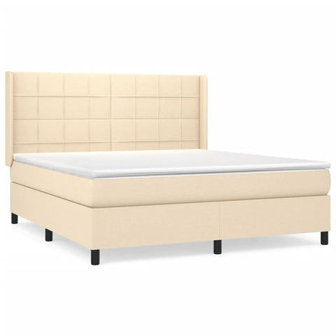 vidaXL Boxspringbett mit Matratze Creme 180x200 cm Stoff